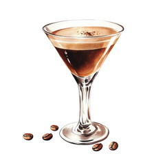 Espresso Martini Cocktail Vector Illustration – Elegant Clipart for Drinks and Party Themes