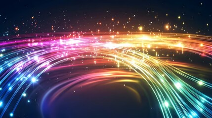 Abstract Colorful Light Trails and Glowing Particles