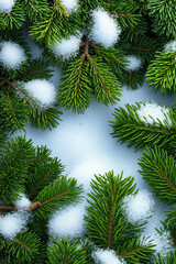 Obraz premium A close up of a pine tree branch covered in snow