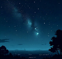 night sky with stars || Lunar Love || A Romantic Black Night with Moon Shine