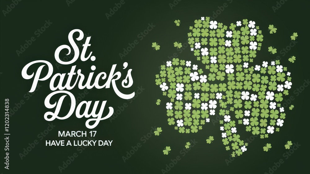 Aufkleber st. patrick's day text with shamrock made of shamrocks