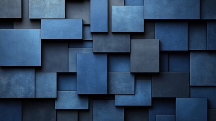 Abstract minimalist wallpaper with minimalistic rectangles and lines on blue background. Featuring white space in the center for text, ideal for design templates and modern banners.