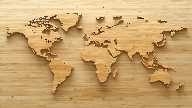Wooden World Map: A Global Perspective - Powered by Adobe