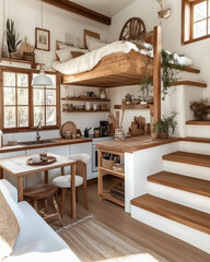 Fototapeta premium Tiny Home with Lofted Bedroom and Open Concept