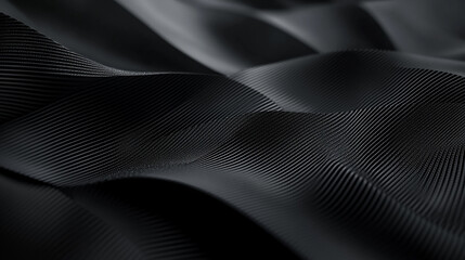 Naklejka premium Black textured fabric flowing in soft waves highlighting intricate patterns