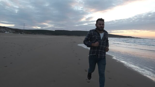 Man Running Seaside