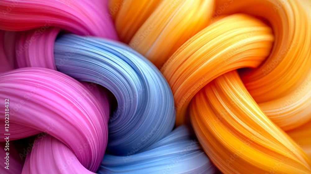 Poster colorful strands of twisted material create a vibrant and artistic display of texture
