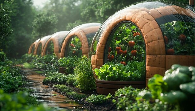 adaptive greenhouses that change their structures based on climate, protecting crops from extreme weather, Climate-Resilient Farming Solutions