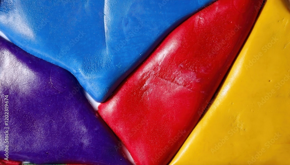 Poster vibrant abstract design with colorful geometric clay textures in primary shades for art projects and