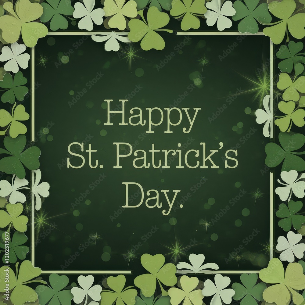 Aufkleber st. patrick's day shamrock background with text frame