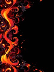 Fiery Flame Texture with Red Smoke on Black Background