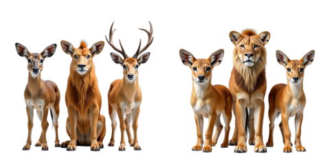 Three Distinct Wild Animals Stand Alone In Isolation Against A Clean White Backdrop Without Additional Visual Elements. 00001