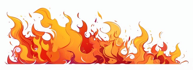Cartoon Fire Flames with Red, Orange, and Yellow Edges on White Background