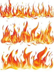Cartoon Fire Flames with Red, Orange, and Yellow Edges on White Background