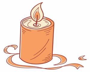 orange candle isolated on white background. Cozy Candle Illustration - Warm 3D Render for Decorative and Relaxation Themes.