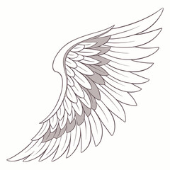 white angel wings isolated on white background. White Angel Wings Illustration - Elegant 3D Render for Fantasy and Spiritual Designs.