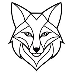 A cunning and elegant fox head in line art style, designed with smooth curves and sharp geometric details to capture its intelligence and agility.