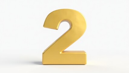 Fototapeta premium Golden number 2 on a white background.