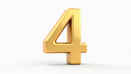 Obraz premium Golden number 4 on a white background.