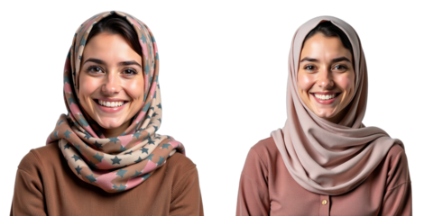 Middle Eastern Woman With A Headscarf And A Happy Expression Is Isolated Against A Pure White Background. 00001
