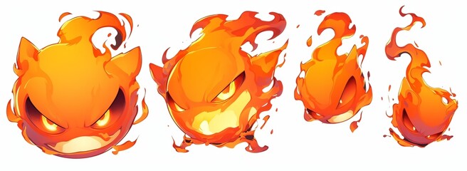 Cartoon Flame Vector Illustration, Simple Flame Design