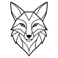 Obraz premium A cunning and elegant fox head in line art style, designed with smooth curves and sharp geometric details to capture its intelligence and agility.