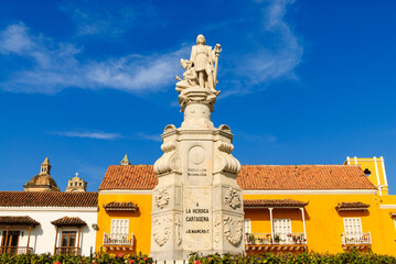 Statue of Christopher Columbus in the Plaza de la Aduana, Cartagena, Colombia