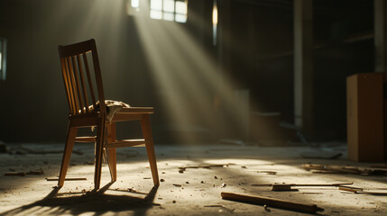 Hostage in Abandoned Warehouse with Tools and Dim Lighting