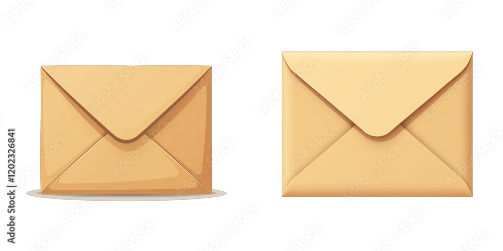 Poster brown envelope is illustrated in simple vector style, isolated on a plain white background, cut out 