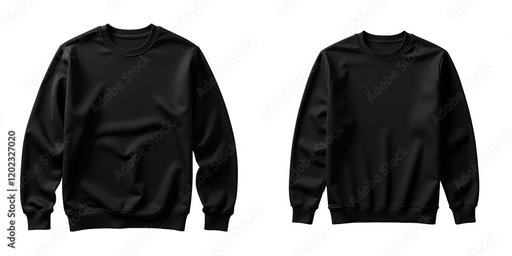 Poster black mockup of a blank sweatshirt placed in an empty space isolated on a clean and simple white bac