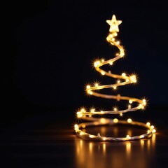 Twinkling wedding lights shaped as Christmas tree on black , bright, luxury