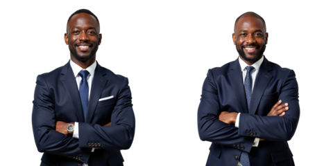 African American Business Executive Stands With His Arms Crossed In A Confident Pose Against A Plain White Backdrop. 00001