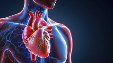 3D rendered hologram illustration of anatomy human heart for medical purpose