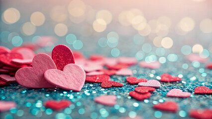 Obraz premium Colorful Hearts Background for Wedding and Romance Concepts Generative AI 