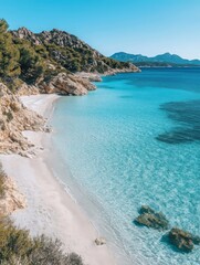 Obraz premium Secluded Mediterranean Cove Turquoise Water and White Sand Beach