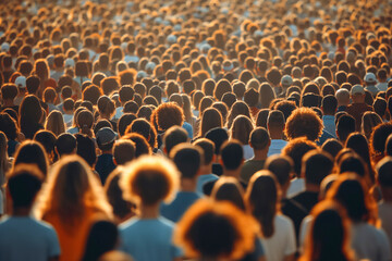 Obraz premium Vast crowd of diverse adults at outdoor gathering