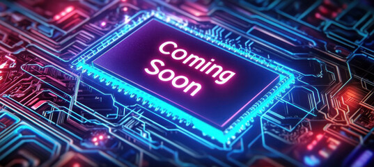 Futuristic Tech Expo Banner with Glowing Circuit Boards and Bold Text Design 
