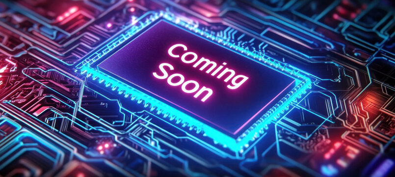 Futuristic Tech Expo Banner with Glowing Circuit Boards and Bold Text Design 
