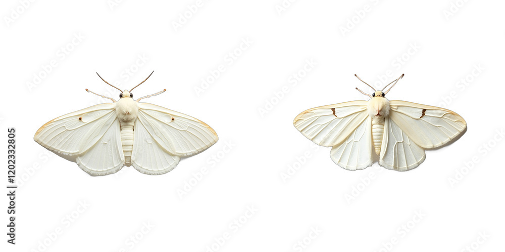 Poster A Small White Moth Is Centered In This Image Against A Plain White Background Giving It Maximum Visibility. 00001
