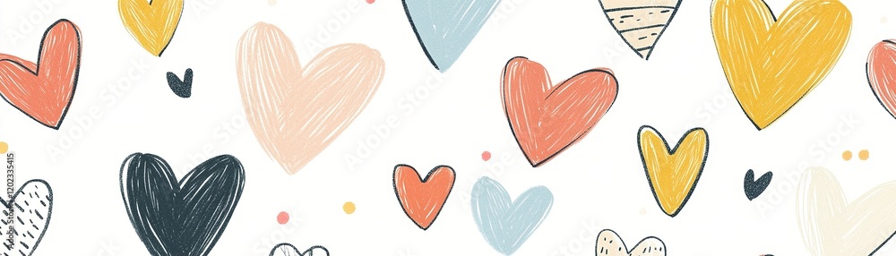 Poster this nordic-style background features charming hand-drawn hearts scattered across a clean light surf
