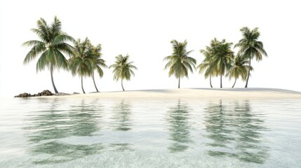 Idyllic Tropical Island Paradise with Palm Trees and Calm Ocean