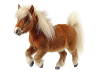 Isolated Brown Pony Walking With White Mane