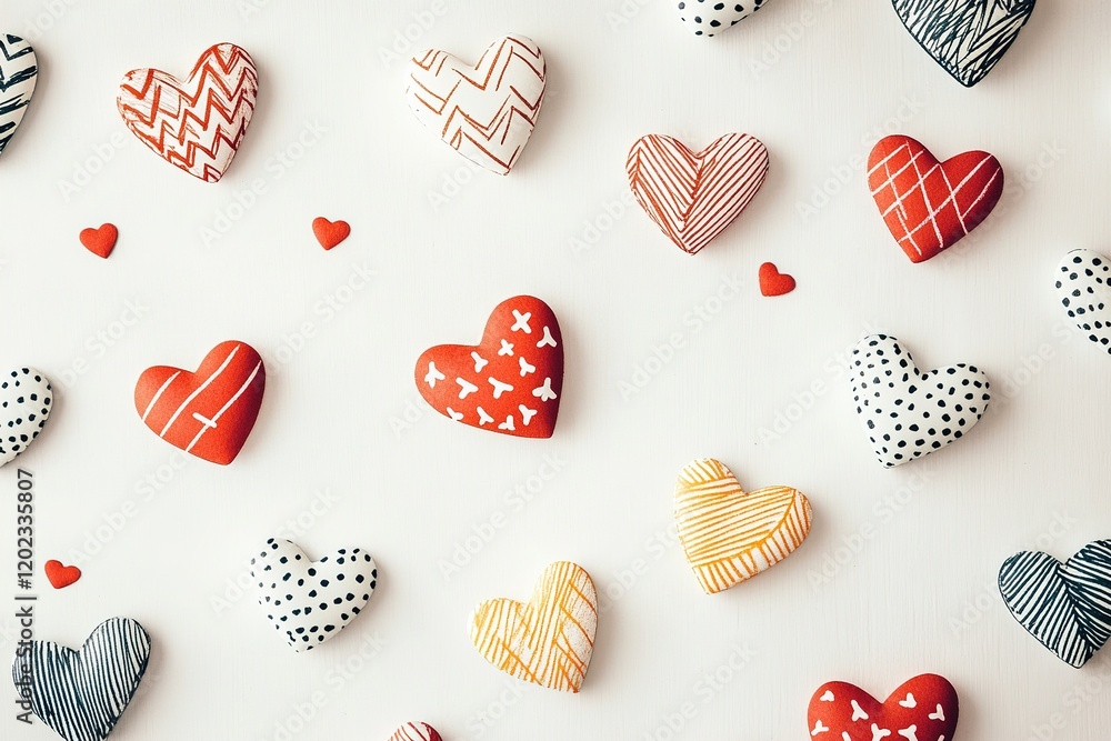 Poster this backdrop features a light, clean surface adorned with a variety of hand-drawn hearts, showcasin