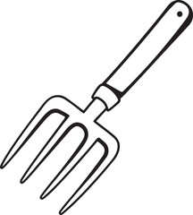 Fork Rustic Tool for Gardening with a white background
