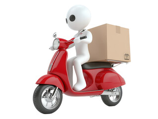 Obraz premium Isolated 3D Delivery Man On Red Scooter