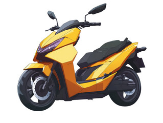 Isolated Modern Yellow Scooter Profile