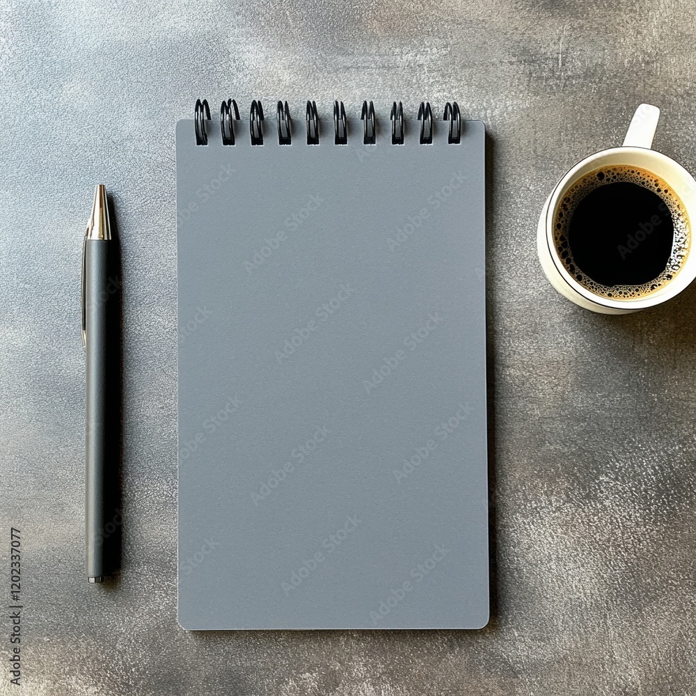 Poster coffee and a blank notebook on a textured surface inviting creative thoughts and ideas. generative a