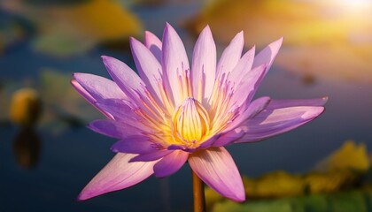 beautiful purple lotus flower in the sunny day