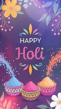 energetic holi event flyer for greeting card.