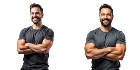 A Confident Man Stands With His Arms Crossed, Isolated Against A Plain White Background In A Bold Pose. 00001